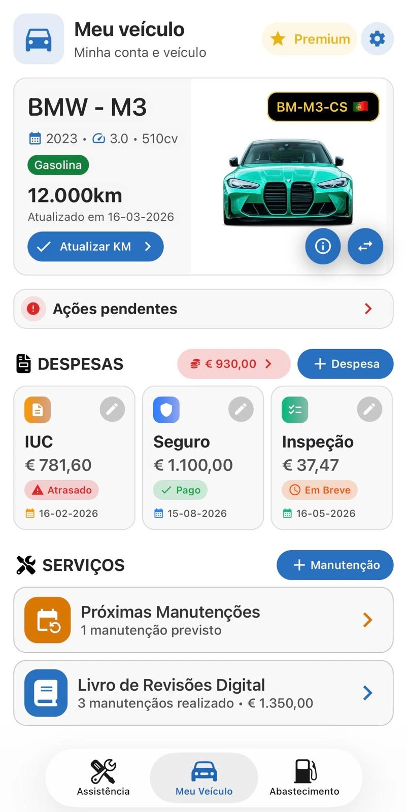 Ecrã da app Auto-mate